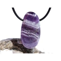 Chevron-Amethyst (Amethystquarz) XL Trommelstein gebohrt - Sonderqualitt - ca. 3,5 cm x 1,8 cm x 1 cm