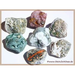 Ozeanachat Wassersteine-A-Sonderqualitt / Rohsteine extra angetrommelt - Raritt - (Ozeanjaspis / Ozeanchalcedon) - ca. 50 g (GKS) - Restbestand -