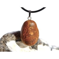 Schlangenjaspis (Schlangenstein / Fossilienkalk) Trommelstein Anhänger Silberöse - Sonderqualität - ca. 3,4 cm x 1,8 cm x 1,1 cm