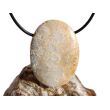 Versteinerte Koralle XXL Schmuckstein Cabochon / Scheibenstein gebohrt - ca. 4 cm x 3 cm x 1,1 cm - Sonderpreis wg. Makel -