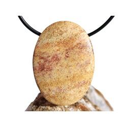 Versteinerte Koralle XXL Schmuckstein Cabochon / Scheibenstein gebohrt - ca. 4 cm x 3 cm x 0,9 cm