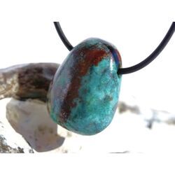 Chrysokoll Trommelstein gebohrt - Sonderqualit�t - ca. 2,7 cm x 2,1 cm x 1,4 cm