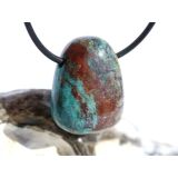 Chrysokoll Trommelstein gebohrt - Sonderqualität - ca. 2,7 cm x 2,1 cm x 1,4 cm