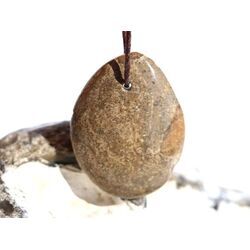 Ammonit in Matrix - Schmuckstein Cabochon / Scheibenstein gebohrt - ca. 3,3 cm x 2,6 cm x 0,6 cm