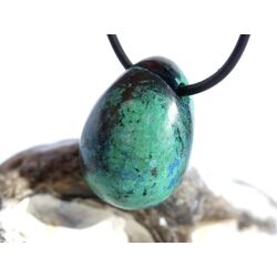 Chrysokoll mit Shattuckit Trommelstein gebohrt -...