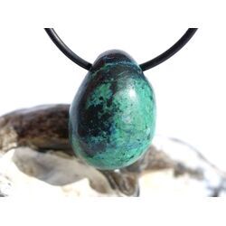 Chrysokoll mit Shattuckit Trommelstein gebohrt - Sonderqualit�t - ca. 2,6 cm x 1,9 cm x 1,5 cm