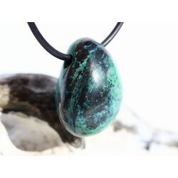 Chrysokoll mit Shattuckit Trommelstein gebohrt - Sonderqualit�t - ca. 2,6 cm x 1,9 cm x 1,5 cm