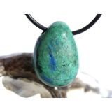 Chrysokoll mit Shattuckit Trommelstein gebohrt - Sonderqualität - ca. 2,6 cm x 1,9 cm x 1,5 cm