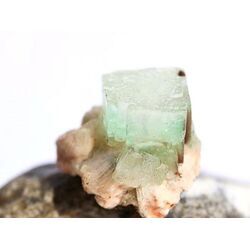 Apophyllit grn mit Stilbit Kristallstufe / Rohstein - Raritt - ca. 2,2 cm x 1,9 cm x 1,8 cm