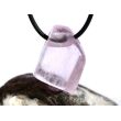 Kunzit rosa "Silberschimmer" Schmuckstein / Trommelstein gebohrt (Spodumen) - AA-Sonderqualität - Rarität - Handarbeit - ca. 2,5 cm x 2 cm x 1,6 cm