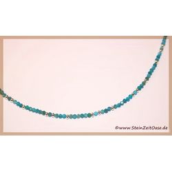 Apatit blau facettiert Halskette / Halsreif - Sonderqualitt - 925iger Silber - ca. 43 - 49 cm