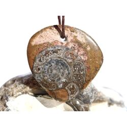 Ammonit in Matrix - Schmuckstein Cabochon / Scheibenstein gebohrt - ca. 3 cm x 3 cm x 0,5 cm - Sonderpreis wg. Makel -