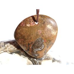 Ammonit in Matrix - Schmuckstein Cabochon / Scheibenstein gebohrt - ca. 3 cm x 3 cm x 0,5 cm