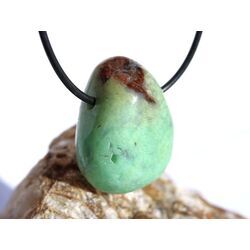 Chrysopras Trommelstein gebohrt - ca. 3,2 cm x 2,5 cm x 1,8 cm