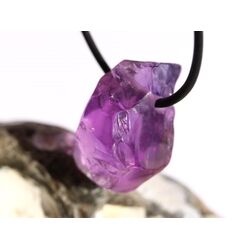 Amethyst mittelhell Kristall / Rohstein angetrommelt (Trommelstein) gebohrt - AAA-Sonderqualitt - Raritt - ca. 2,9 cm x 2 cm x 1,8 cm