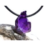 Amethyst dunkel "Morion" Kristalspitze / Rohstein angetrommelt, gebohrt - AA-Sonderqualität - ca. 2,1 cm x 1,5 cm x 1,1 cm