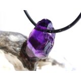 Amethyst dunkel "Morion" Kristalspitze / Rohstein angetrommelt, gebohrt - AA-Sonderqualität - ca. 2,1 cm x 1,5 cm x 1,1 cm
