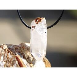 Bergkristall Phantomquarz XL Kristallstab / Kristallspitze natur gebohrt - ca. 3,8 cm x 1,5 cm x 1,5 cm