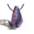 Sugilith mit Richterit XXL Schmuckstein Cabochon / Scheibenstein gebohrt - Rarität - Sonderqualität - ca. 4,3 cm x 2,3 cm x 0,8 cm