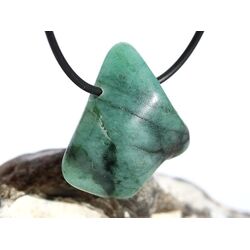 Smaragd Trommelstein gebohrt (Beryll) - Rarit�t - ca. 3,2 cm x 3 cm x 1,6 cm