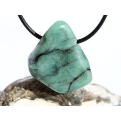 Smaragd Trommelstein gebohrt (Beryll) - Rarit�t - ca. 3,2 cm x 3 cm x 1,6 cm