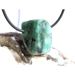 Smaragd Trommelstein / Schmuckstein gebohrt (Beryll) -...