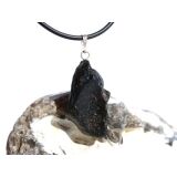 Tektit Rohstein Anhänger Silberöse - Sonderqualität - ca. 3,7 cm x 1,6 cm x 1 cm
