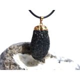 Tektit Rohstein Anhänger Öse gefasst - Sonderqualität - Rarität - ca. 4 cm x 1,7 cm x 1 cm