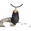 Tektit Rohstein Anhänger Öse gefasst - Sonderqualität - Rarität - ca. 4 cm x 1,7 cm x 1 cm