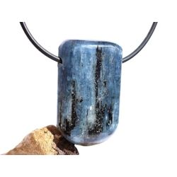 Disthen blau Silberschimmer XL Schmuckstein / Trommelstein gebohrt (Cyanit / Kyanit) - Sonderqualitt - ca. 3,5 cm x 2,1 cm x 1,2 cm