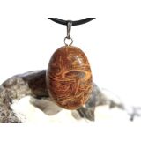 Schlangenjaspis (Schlangenstein / Fossilienkalk) Trommelstein Anhänger Silberöse - Sonderqualität - ca. 3,2 cm x 1,7 cm x 1,3 cm