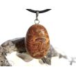 Schlangenjaspis (Schlangenstein / Fossilienkalk) Trommelstein Anhänger Silberöse - Sonderqualität - ca. 3,2 cm x 1,7 cm x 1,3 cm