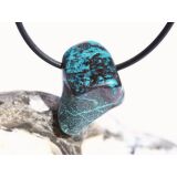 Chrysokoll mit Cuprit, Trommelstein gebohrt - Rarität - Sonderqualität - ca. 2,8 cm x 1,9 cm x 1,2 cm (GKS)