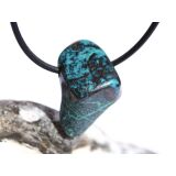 Chrysokoll mit Cuprit, Trommelstein gebohrt - Rarität - Sonderqualität - ca. 2,8 cm x 1,9 cm x 1,2 cm (GKS)