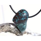 Chrysokoll mit Cuprit, Trommelstein gebohrt - Rarität - Sonderqualität - ca. 2,8 cm x 1,9 cm x 1,2 cm (GKS)