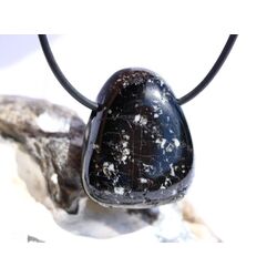 Turmalin schwarz (Schrl) Trommelstein / Scheibenstein gebohrt - ca. 3,1 cm x 2,5 cm x 1,2 cm