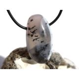 Dendritenchalcedon XL Trommelstein / Schmuckstein Cabochon gebohrt - Sonderqualität - ca. 3,6 cm x 2 cm x 1,3 cm