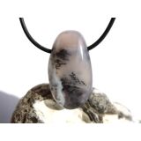 Dendritenchalcedon XL Trommelstein / Schmuckstein Cabochon gebohrt - Sonderqualität - ca. 3,6 cm x 2 cm x 1,3 cm