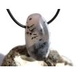 Dendritenchalcedon XL Trommelstein / Schmuckstein Cabochon gebohrt - Sonderqualität - ca. 3,6 cm x 2 cm x 1,3 cm