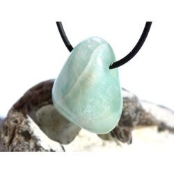 Hemimorphit t�rkisblau Trommelstein / Schmuckstein gebohrt - AA-Sonderqualit�t - ca. 3 cm x 2,9 cm x 1,8 cm - Sonderpreis wg. Makel -