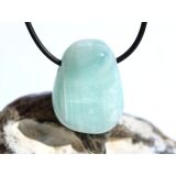Hemimorphit türkisblau Trommelstein / Schmuckstein gebohrt - AA-Sonderqualität - ca. 3,1 cm x 2,3 cm x 1,5 cm
