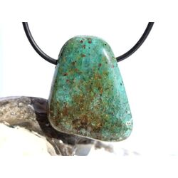 Kupferchalcedon XL Schmuckstein / Scheibenstein gebohrt -...