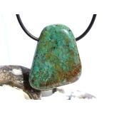 Kupferchalcedon XL Schmuckstein / Scheibenstein gebohrt - Sonderqualität - Handarbeit - ca. 3,5 cm x 2,8 cm x 0,9 cm