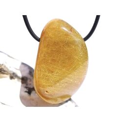 Rutilquarz gold XXL Trommelstein / Schmuckstein gebohrt - AA-Sonderqualitt - ca. 4,1 cm x 2,6 cm x 1,6 cm