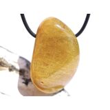 Rutilquarz gold XXL Trommelstein / Schmuckstein gebohrt - AA-Sonderqualität - ca. 4,1 cm x 2,6 cm x 1,6 cm