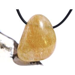 Rutilquarz gold XL Trommelstein / Schmuckstein gebohrt - AA-Sonderqualitt - ca. 3,5 cm x 2,8 cm x 1,5 cm