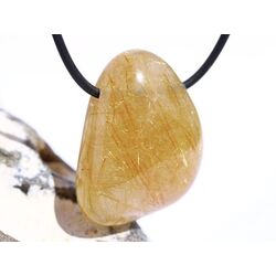 Rutilquarz gold XL Trommelstein / Schmuckstein gebohrt - AA-Sonderqualitt - ca. 3,5 cm x 2,8 cm x 1,5 cm
