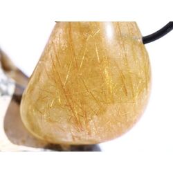 Rutilquarz gold XL Trommelstein / Schmuckstein gebohrt - AA-Sonderqualitt - ca. 3,5 cm x 2,8 cm x 1,5 cm