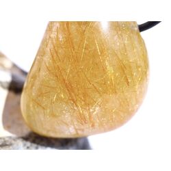 Rutilquarz gold XL Trommelstein / Schmuckstein gebohrt - AA-Sonderqualitt - ca. 3,5 cm x 2,8 cm x 1,5 cm