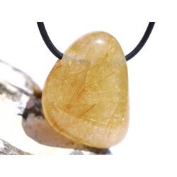 Rutilquarz gold XL Trommelstein / Schmuckstein gebohrt - AA-Sonderqualitt - ca. 3,5 cm x 2,8 cm x 1,5 cm